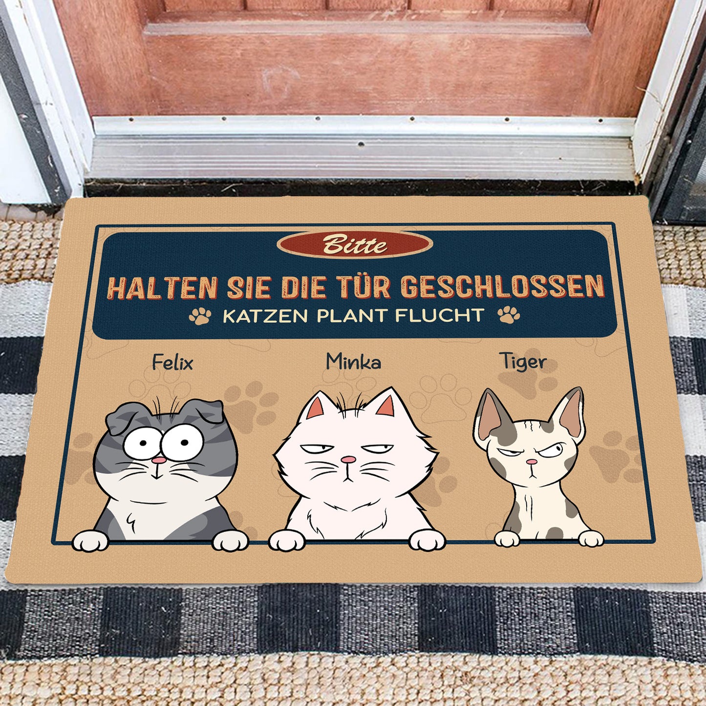 Bitte Tür Geschlossen Halten Katzen Planen Ihren Ausbruch - Personalisierte Fußmatte