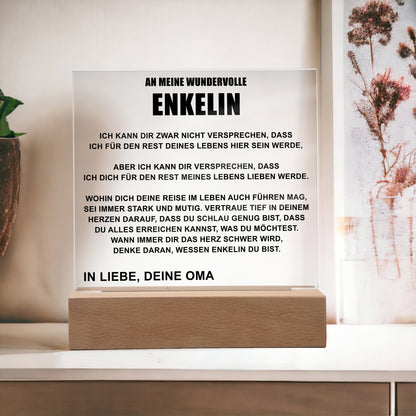 Oma - Für Meine Enkelin - Premium Acryl-Plakette