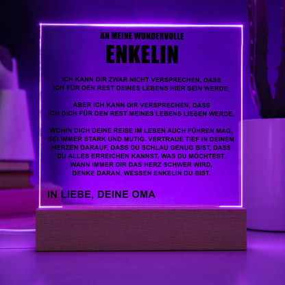 Oma - Für Meine Enkelin - Premium Acryl-Plakette