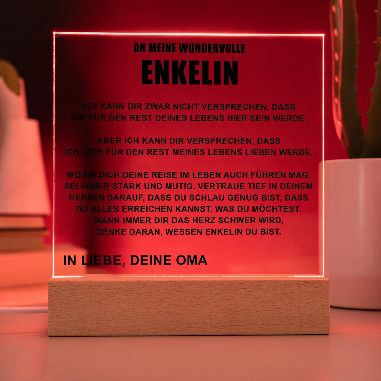 Oma - Für Meine Enkelin - Premium Acryl-Plakette