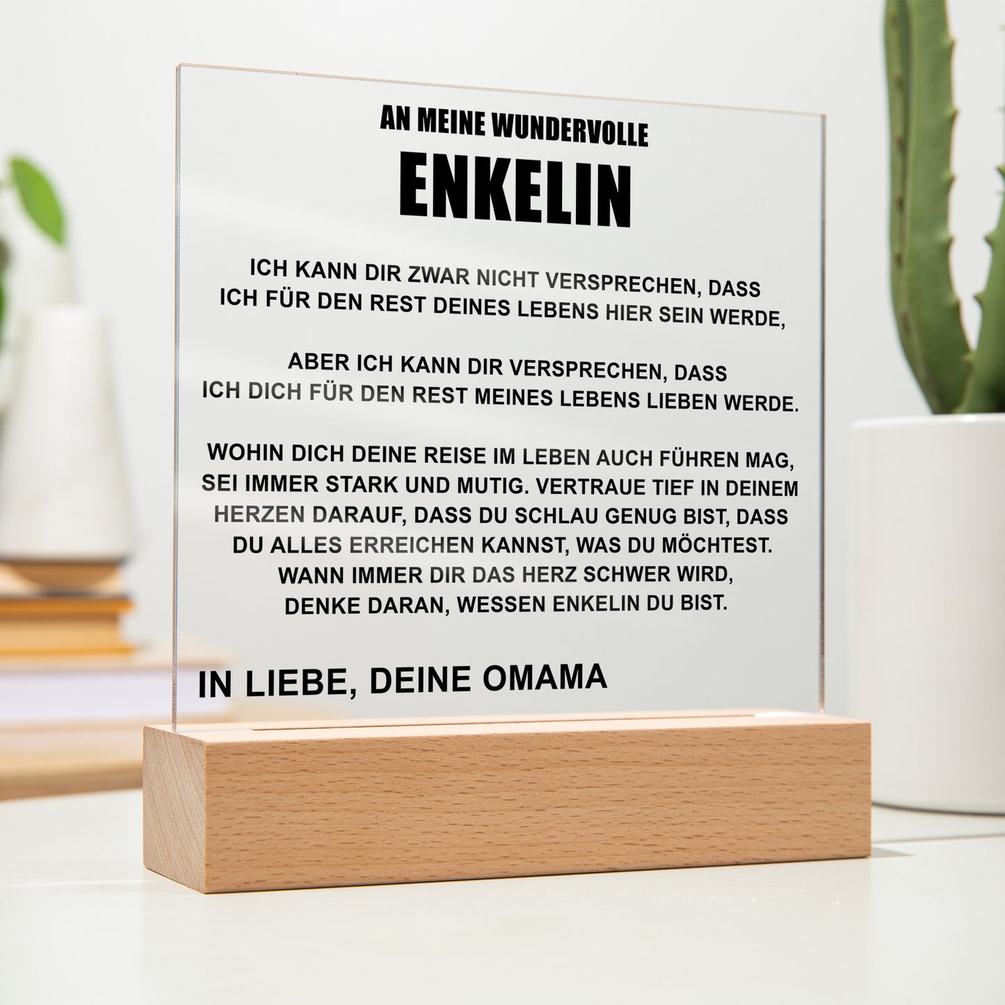 Oma - Für Meine Enkelin - Premium Acryl-Plakette