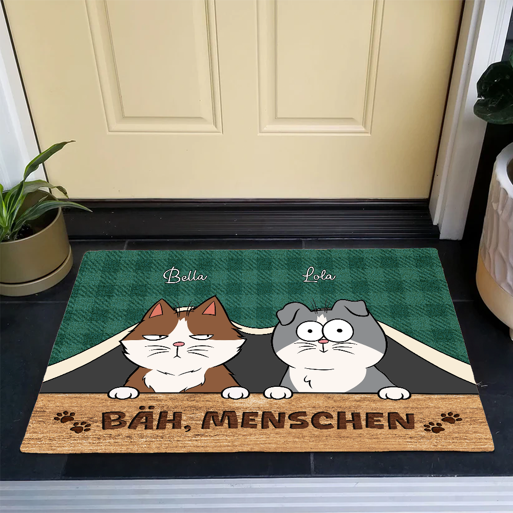 Bäh Menschen - Personalisiertes Geschenk - Fußmatte für Katzenliebhaber