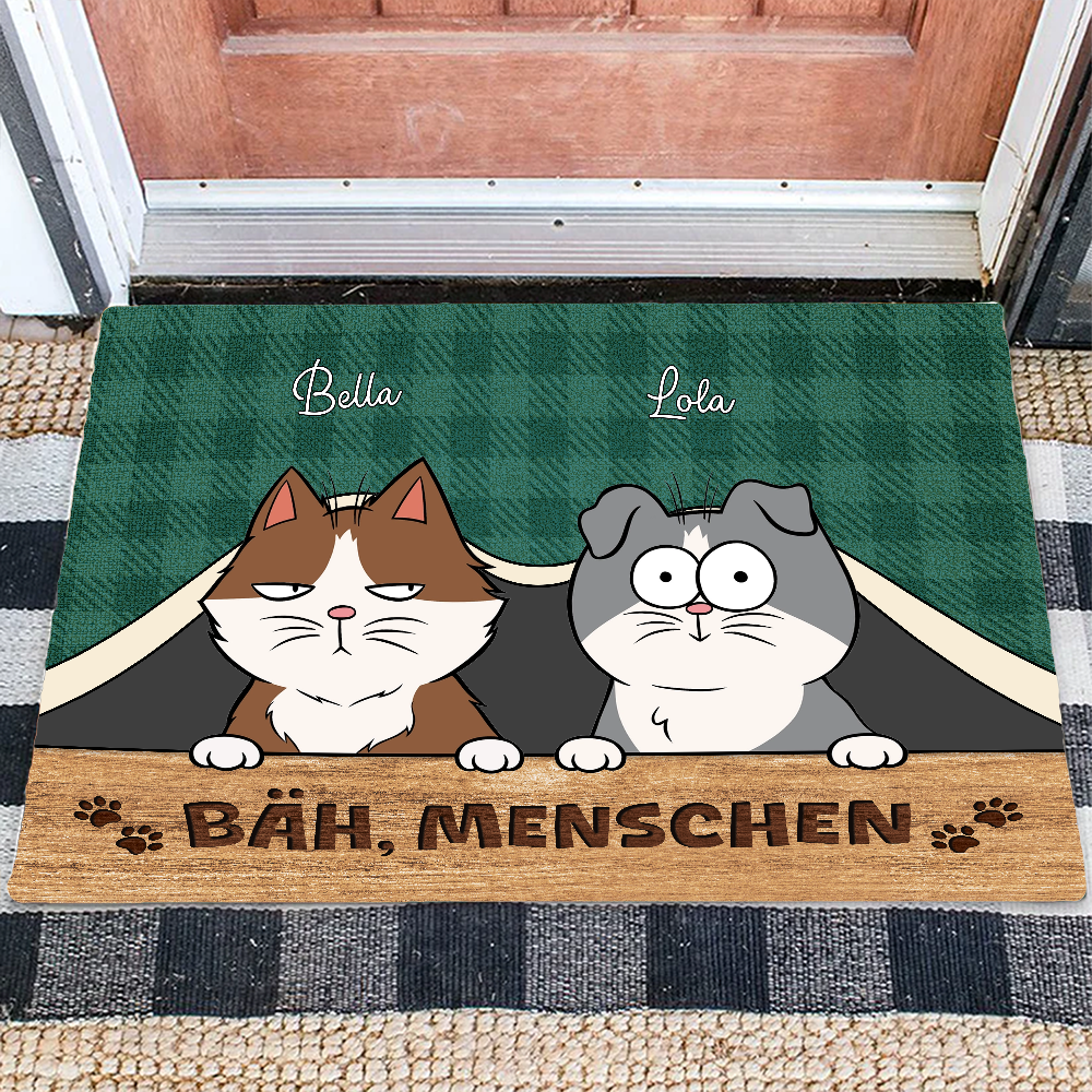 Bäh Menschen - Personalisiertes Geschenk - Fußmatte für Katzenliebhaber