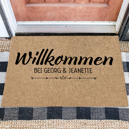 Personalisierte Fußmatte - Willkommen bei - Personalisiertes Geschenk Willkommen Fußmatte - mit Familienname oder Vornamen