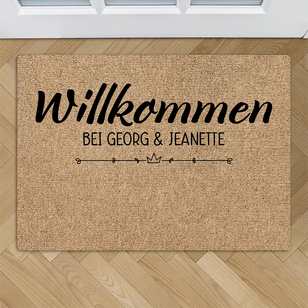 Personalisierte Fußmatte - Willkommen bei - Personalisiertes Geschenk Willkommen Fußmatte - mit Familienname oder Vornamen