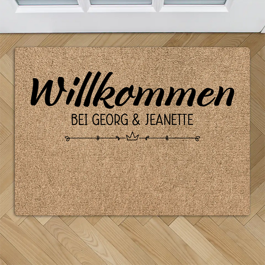 Personalisierte Fußmatte - Willkommen bei - Personalisiertes Geschenk Willkommen Fußmatte - mit Familienname oder Vornamen