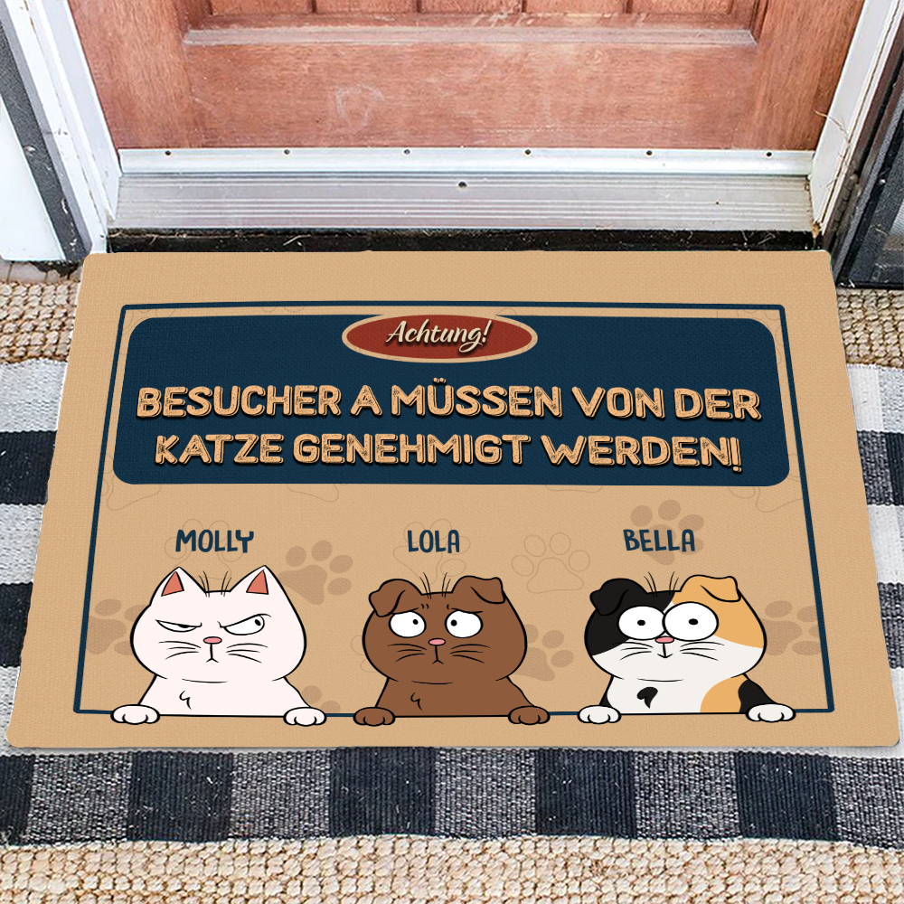 Personalisiertes Geschenk - Besucher müssen von Katzen genehmigt werden - Individuelle Haustier Fußmatte