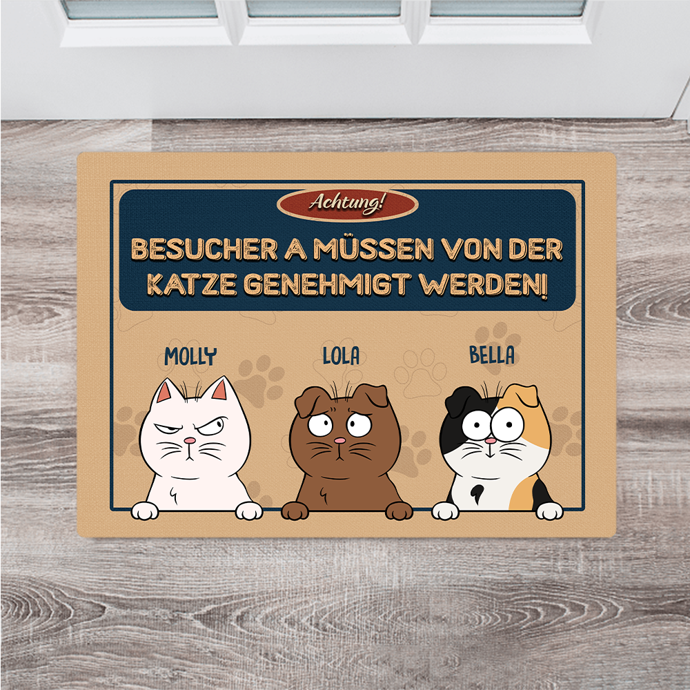 Personalisiertes Geschenk - Besucher müssen von Katzen genehmigt werden - Individuelle Haustier Fußmatte