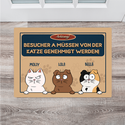 Personalisiertes Geschenk - Besucher müssen von Katzen genehmigt werden - Individuelle Haustier Fußmatte